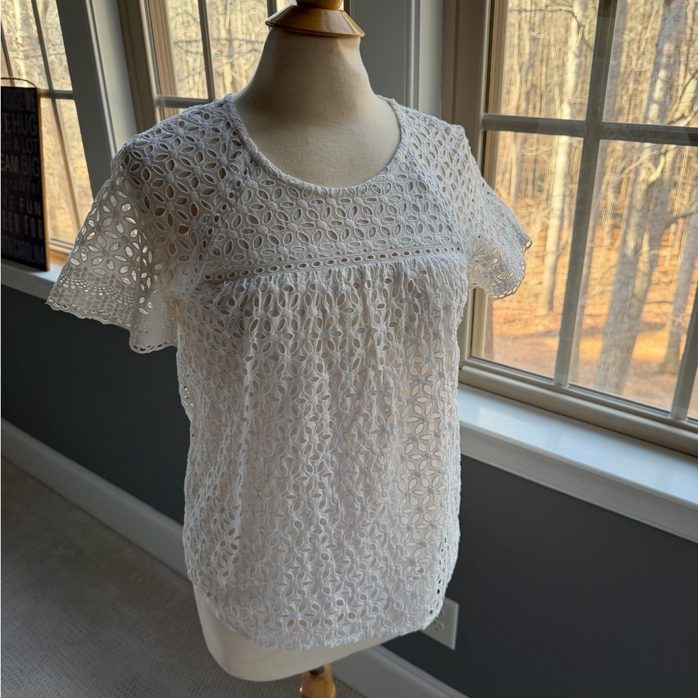 J Crew Size 4 Elegant White Lace Women's Top